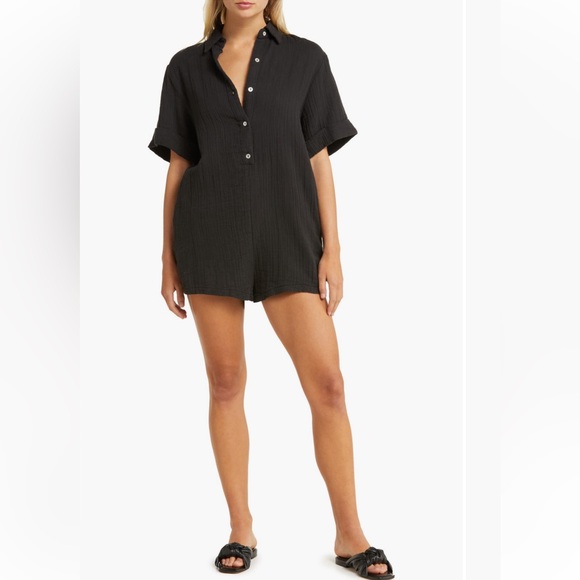 Elan Button Down Drawstring Romper main image 1
